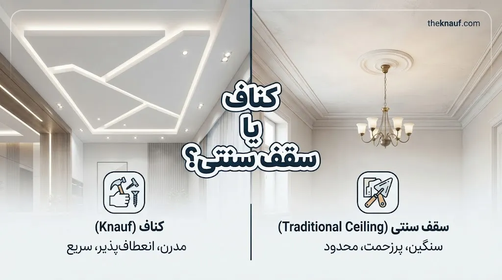 مقایسه کناف سقف و سقف سنتی